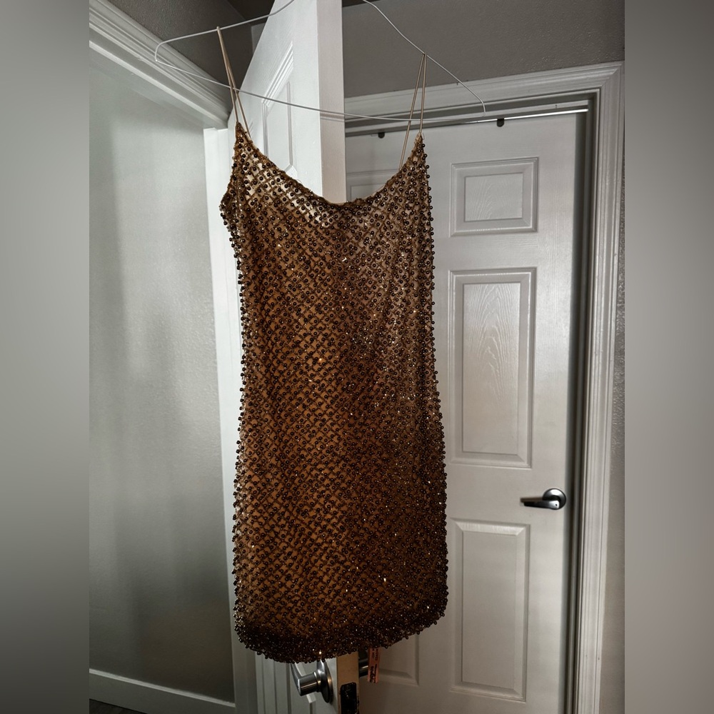 * SOLD * Oh Polly Gold Sequin Dress - Picture 3 of 4
